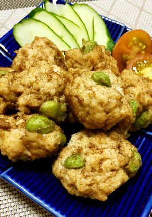 枝豆入り♪鶏ひき肉と豆腐のおとし揚げ-レシピのメイン写真