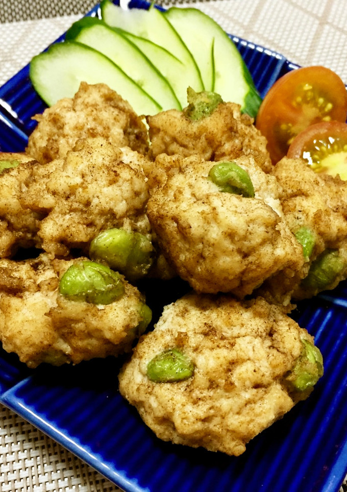 枝豆入り♪鶏ひき肉と豆腐のおとし揚げ-レシピのメイン写真