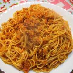 ミートソースパスタ（クリーム入り）-レシピのメイン写真
