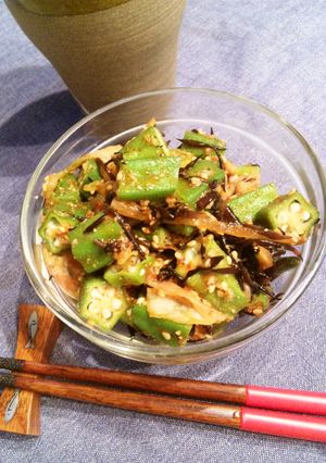 簡単おつまみ！オクラとひじきの胡麻キムチ-レシピのメイン写真