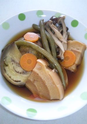 巾着茄子と車麩の煮物-レシピのメイン写真