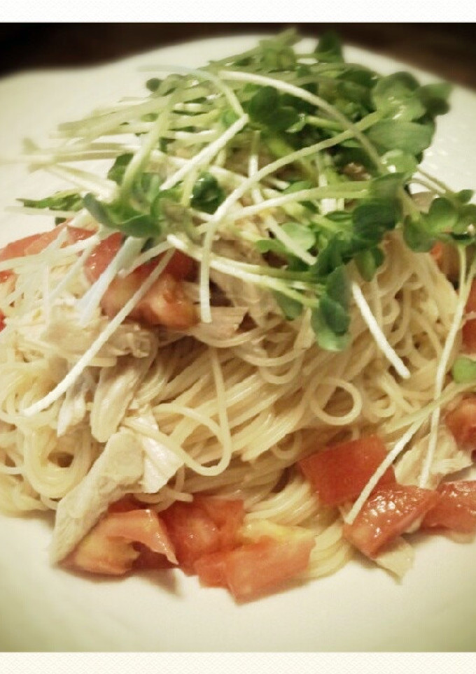 鶏のささみと柚子こしょうの冷製パスタ♡-レシピのメイン写真