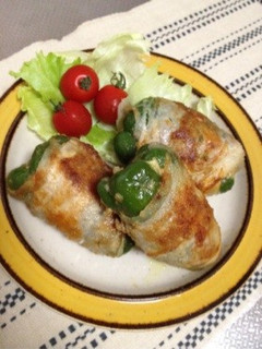 ポテト詰めピーマンの肉巻焼き-レシピのメイン写真