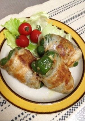 ポテト詰めピーマンの肉巻焼き-レシピのメイン写真