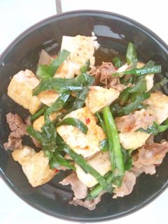 美味!豆腐とニラと豚バラの炒めもの-レシピのメイン写真