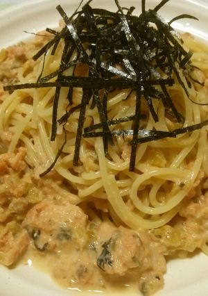 福神漬けでタルタル風★サーモンスパゲティ-レシピのメイン写真