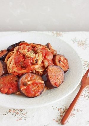 なすとしめじのクミントマトソースパスタ。-レシピのメイン写真