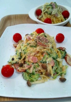 ゴーヤをパスタに♪カルボナーラ-レシピのメイン写真