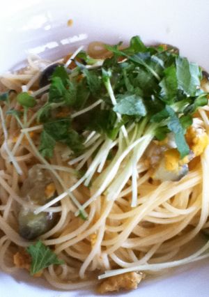 アワビと雲丹の缶詰☆いちご煮でパスタ-レシピのメイン写真