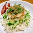バンバンジーのようなたれでそうめん