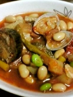 簡単!!アサリと夏野菜のビーンズスープ-レシピのメイン写真