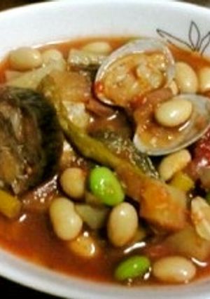 簡単!!アサリと夏野菜のビーンズスープ-レシピのメイン写真