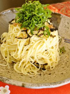 簡単!さっぱり!梅と塩昆布の冷製パスタ-レシピのメイン写真