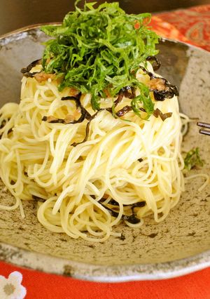 簡単！さっぱり！梅と塩昆布の冷製パスタ-レシピのメイン写真