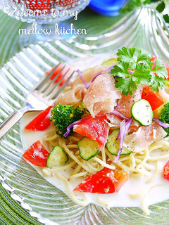 冷たい豆乳味噌スープで食す*冷製パスタ-レシピのメイン写真