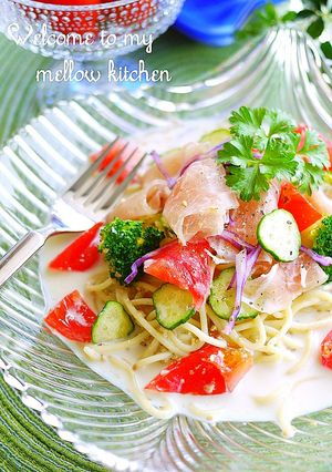 冷たい豆乳味噌スープで食す＊冷製パスタ-レシピのメイン写真