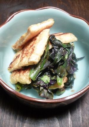 水前寺菜（金時草）焼き浸し　京都カフェ-レシピのメイン写真