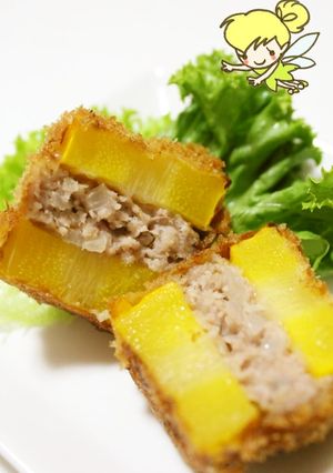 大きなズッキーニde挽肉のはさみ揚げ♪-レシピのメイン写真