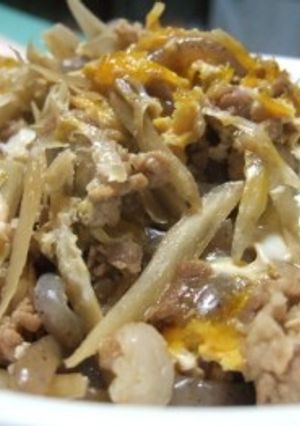 豚肉・ごぼう・こんにゃくの柳川風-レシピのメイン写真