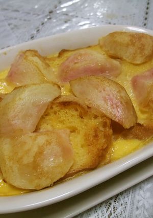 あつあつ桃のパンプディング-レシピのメイン写真
