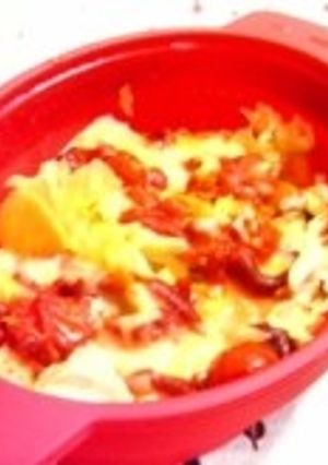 ＊ルクエ＊キャベツのトマけちゃチーズ蒸し-レシピのメイン写真