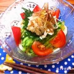 รูปของ 鶏ささみのレモン風味サッパリ冷やしうどん
