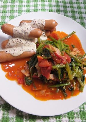 ベーコンほうれん草トマト-レシピのメイン写真