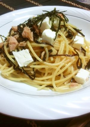 ツナとクリームチーズの和風塩昆布パスタ-レシピのメイン写真