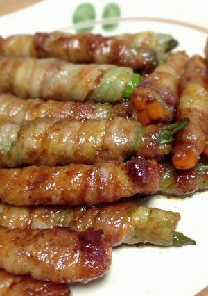 アスパラと余り野菜の豚肉巻き（照り焼き）-レシピのメイン写真