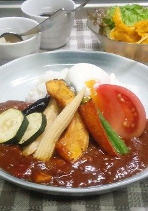 チキントマトカレー♪夏野菜添え♪-レシピのメイン写真