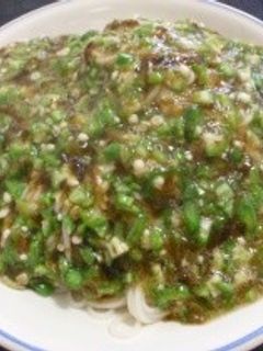 オクラと海苔の佃煮のそうめん-レシピのメイン写真