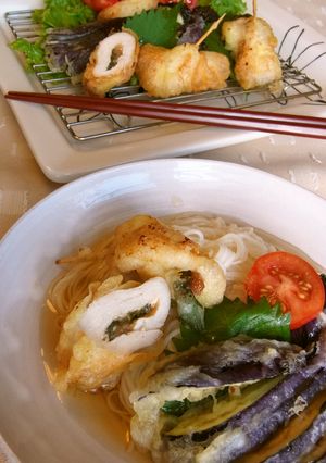 鶏むね肉の天ぷら　～梅じそ巻き～-レシピのメイン写真