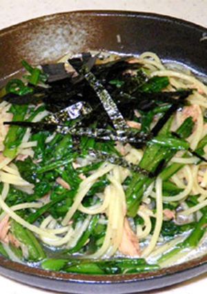 『シュンギクとツナのパスタ』-レシピのメイン写真