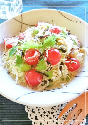 キャベツとトマトとしらすの塩昆布サラダ-レシピのメイン写真