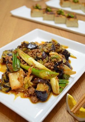 醤油麹でなすと挽肉のキムチ炒め-レシピのメイン写真
