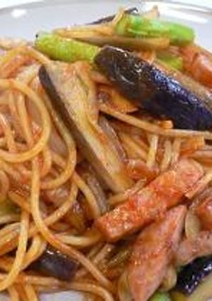 茄子とアスパラのナポリタン風スパ-レシピのメイン写真