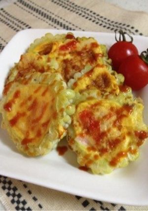 ゴーヤのカニツナたまご流し焼き-レシピのメイン写真