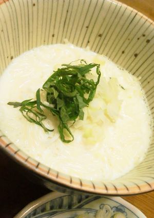 温!!夏野菜と薬味の豆乳素麺-レシピのメイン写真