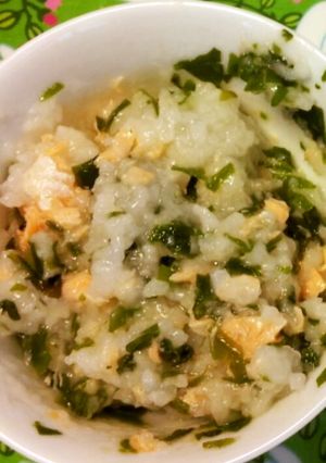離乳食後期～お粥を美味しく♪鮭わかめ粥-レシピのメイン写真