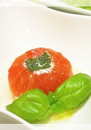 丸ごとトマトの蒸し焼き　塩麹バターソース-レシピのメイン写真