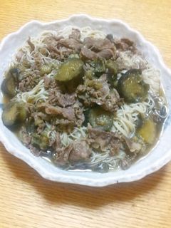 牛肉とおナスと素麺を甘辛く炊いたん-レシピのメイン写真