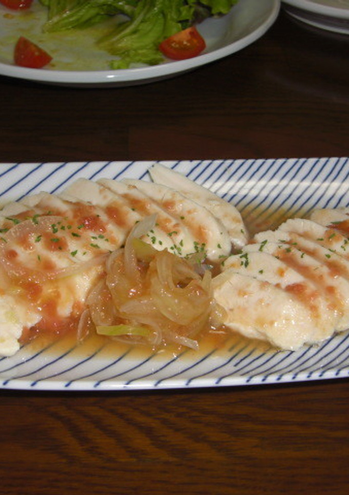 ささみの酒蒸し　梅肉だれ-レシピのメイン写真