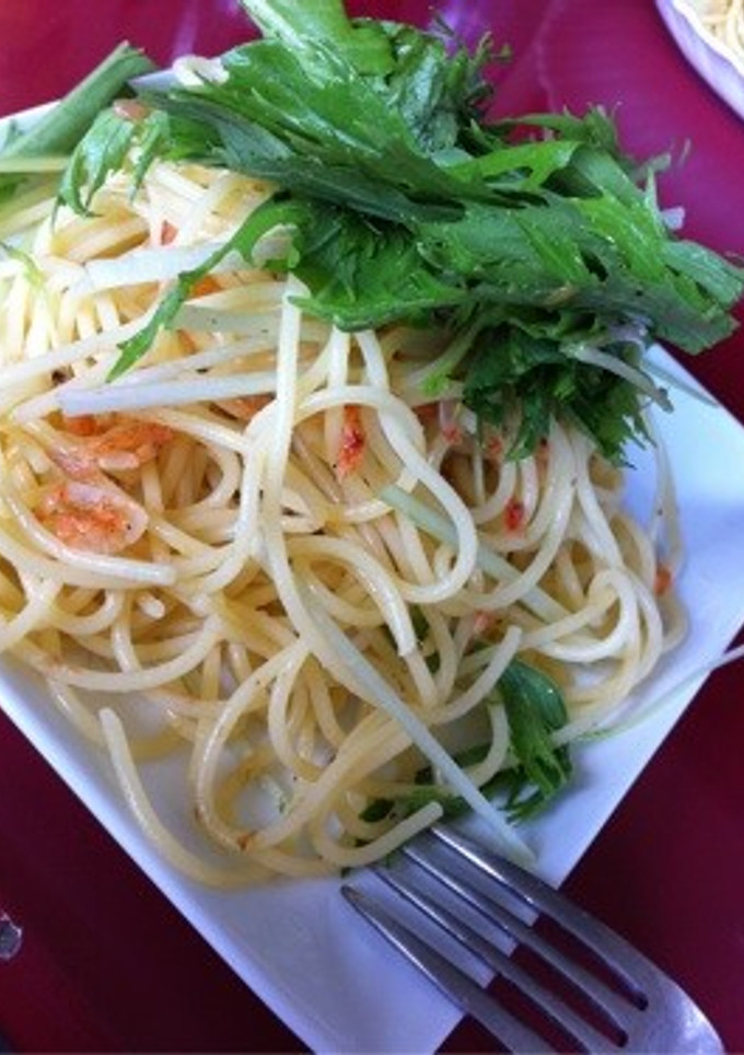 桜海老と水菜の和風パスタ-レシピのメイン写真