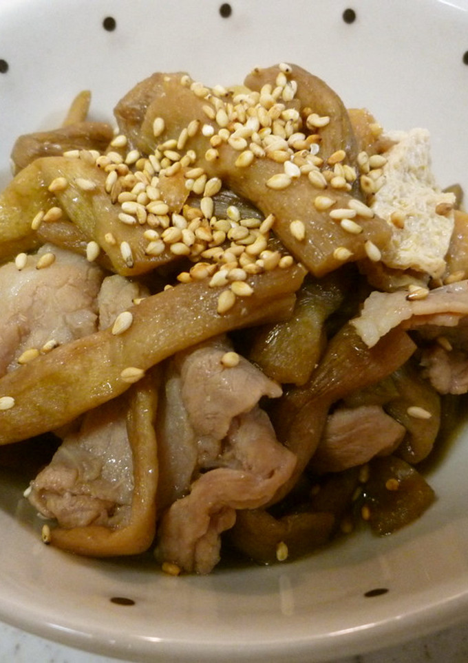 ☼ずいき（芋がら）と揚げと豚肉の炒め煮-レシピのメイン写真