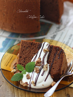 板チョコチップ♪ ココアシフォンケーキ-レシピのメイン写真