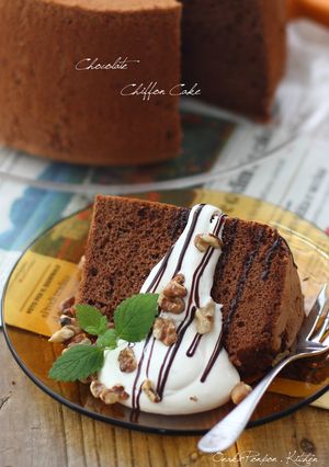 板チョコチップ♪　ココアシフォンケーキ-レシピのメイン写真