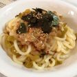 お昼に!高菜キムチうどんの納豆のせ
