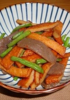 平天・こんにゃく・三度豆のきんぴら-レシピのメイン写真