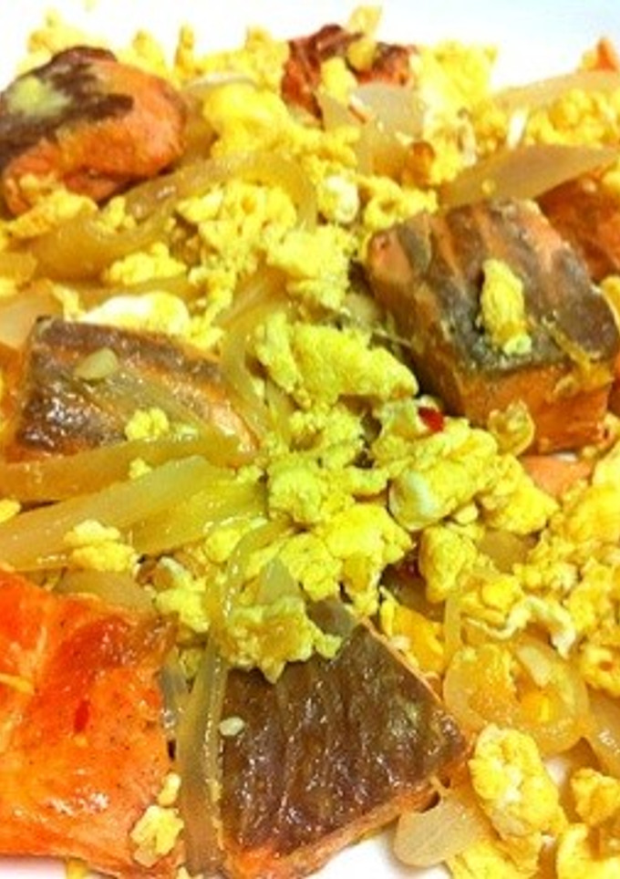 鮭、玉葱、卵の中華炒め-レシピのメイン写真