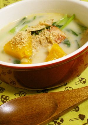 超簡単！菜っ葉とパンプキンのみるくスープ-レシピのメイン写真